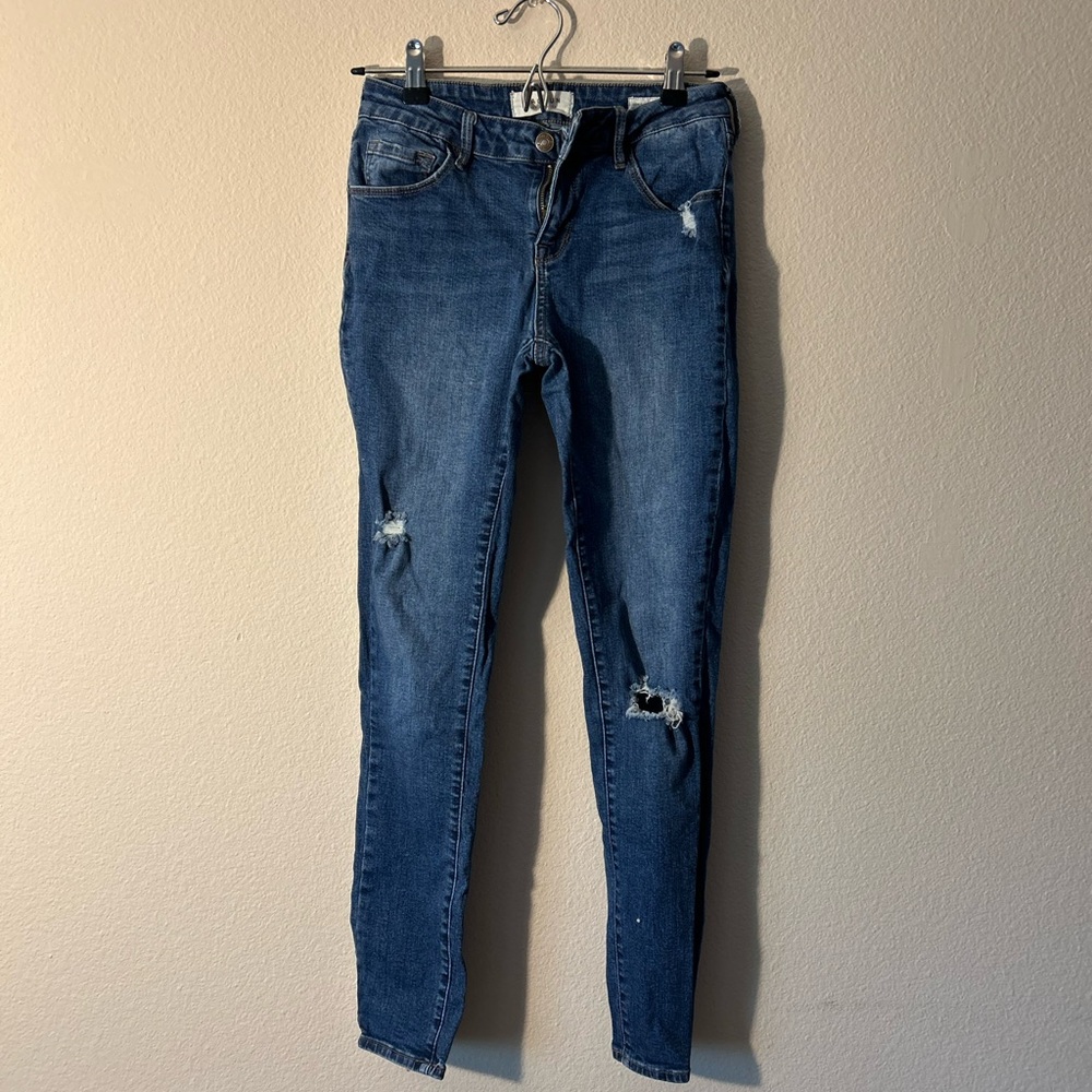 PacSun Dark Blue Distressed Skinny Jeans